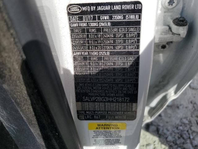 2017 LAND ROVER RANGE ROVE - SALVP2BG3HH218172
