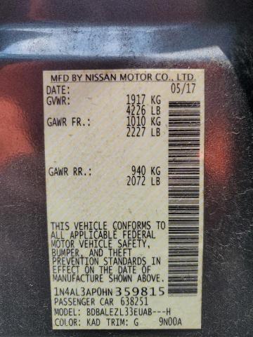 2017 NISSAN ALTIMA 2.5 - 1N4AL3AP0HN359815