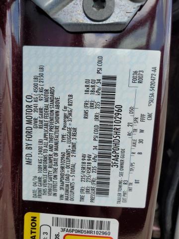 2017 FORD FUSION SE - 3FA6P0HD5HR102960