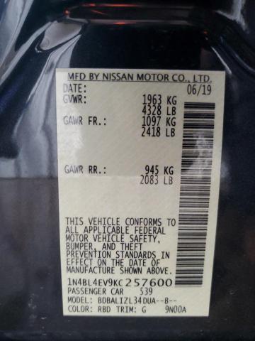 2019 NISSAN ALTIMA SL - 1N4BL4EV9KC257600
