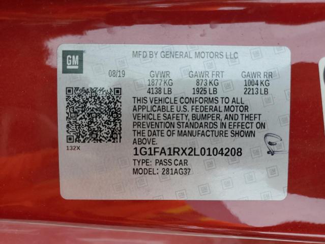 2020 CHEVROLET CAMARO LS 1G1FA1RX2L0104208