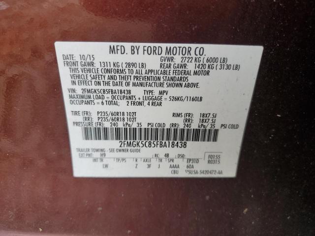 2015 FORD FLEX SEL - 2FMGK5C85FBA18438
