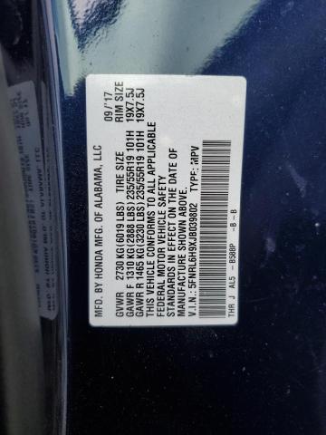 2018 HONDA ODYSSEY EL 5FNRL6H9XJB039802