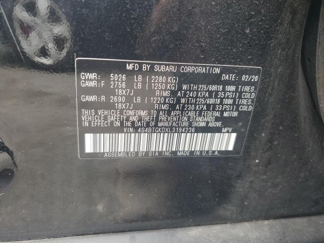 2020 SUBARU OUTBACK ON 4S4BTGKDXL3194236