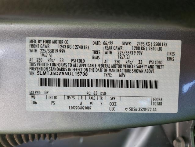 2022 LINCOLN CORSAIR GR 5LMTJ5DZ5NUL15708