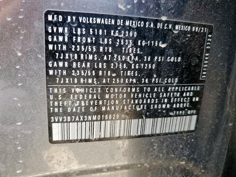 2022 VOLKSWAGEN TIGUAN SE - 3VV3B7AX3NM016629