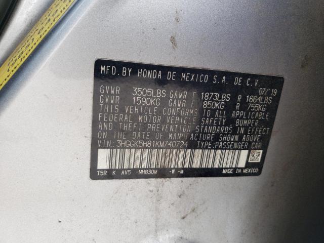 2019 HONDA FIT EX 3HGGK5H81KM740724