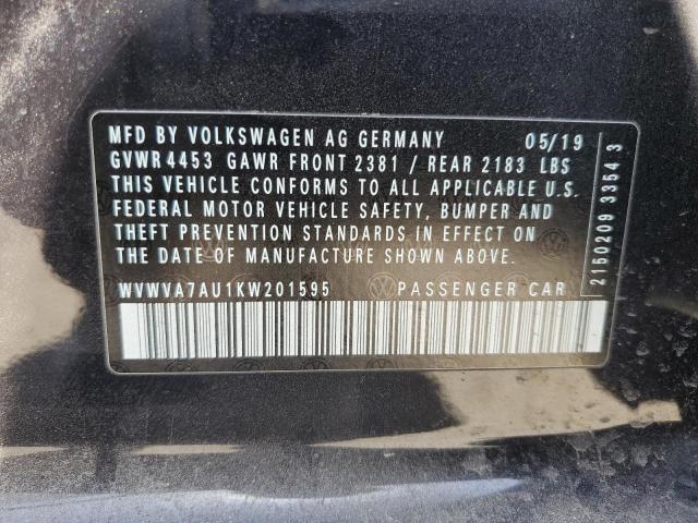 2019 VOLKSWAGEN GOLF R WVWVA7AU1KW201595