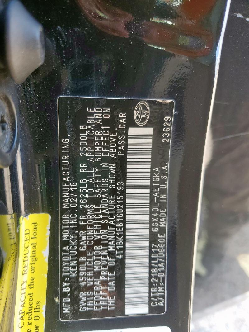 2016 TOYOTA AVALON XLE 4T1BK1EB1GU215193