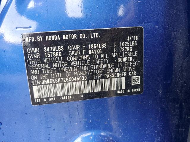 2016 HONDA FIT EX JHMGK5H72GX045030
