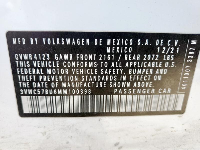 2021 VOLKSWAGEN JETTA S 3VWC57BU6MM100398