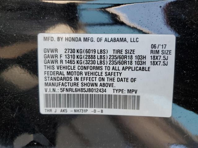 2018 HONDA ODYSSEY TO - 5FNRL6H85JB012434