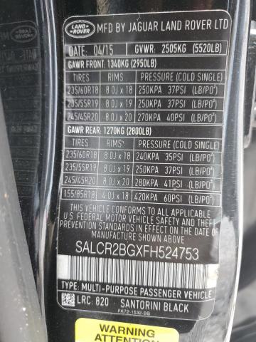 2015 LAND ROVER DISCOVERY SALCR2BGXFH524753