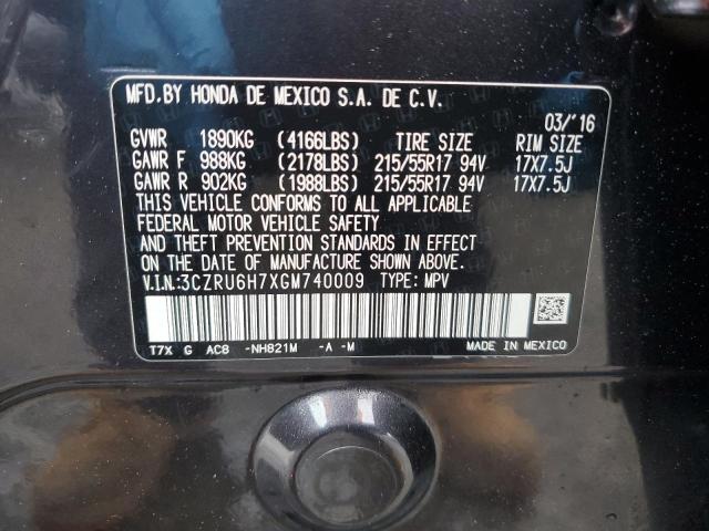 2016 HONDA HR-V EXL 3CZRU6H7XGM740009