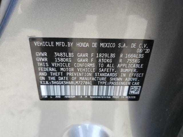 2020 HONDA FIT LX 3HGGK5H48LM727841