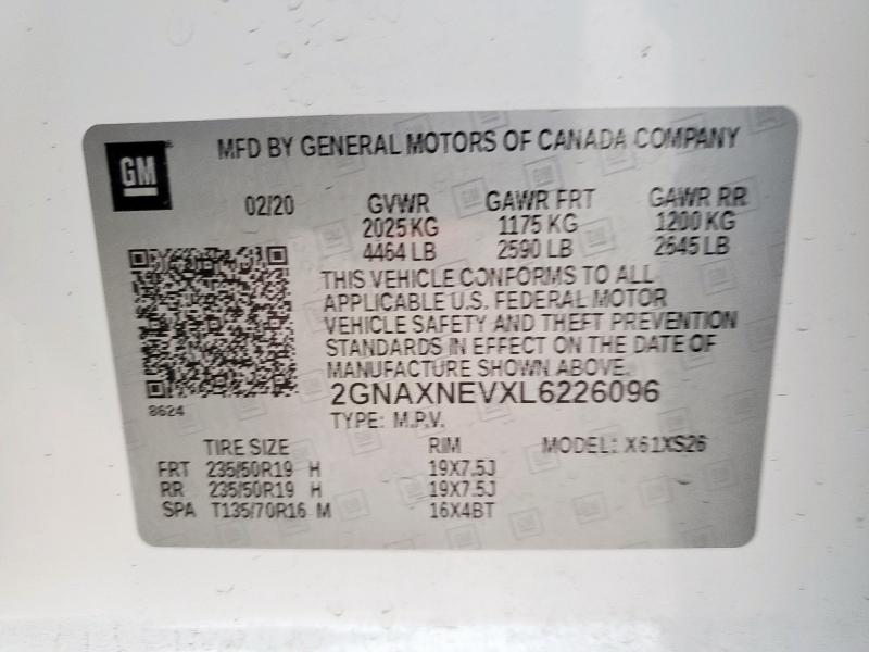 2020 CHEVROLET EQUINOX PR - 2GNAXNEVXL6226096