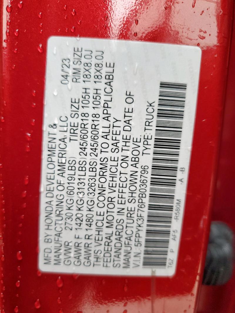 2023 HONDA RIDGELINE 5FPYK3F76PB036796