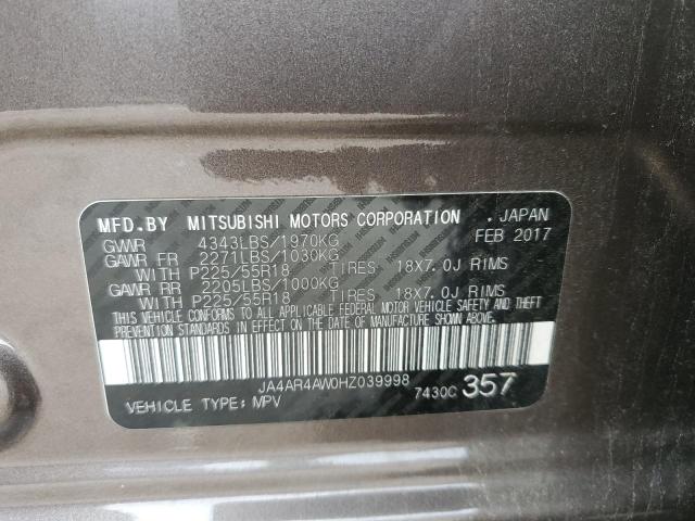 2017 MITSUBISHI OUTLANDER JA4AR4AW0HZ039998
