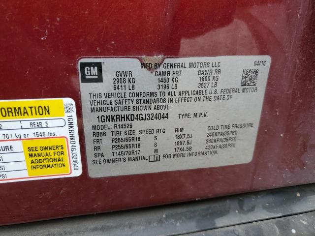 2016 CHEVROLET TRAVERSE L - 1GNKRHKD4GJ324044