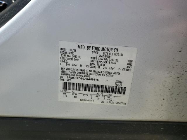 2018 FORD EXPLORER X 1FM5K7D80JGA69316