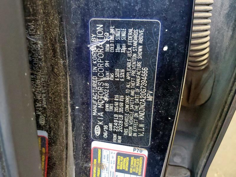 2016 KIA SOUL KNDJN2A20G7394666