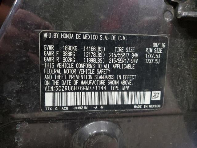 2016 HONDA HR-V EXL 3CZRU6H76GM771144