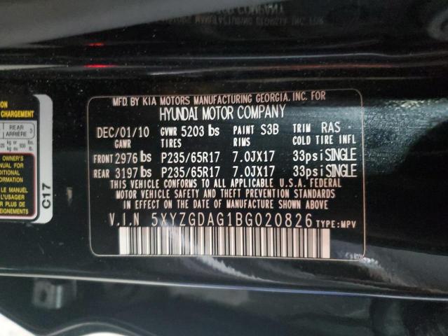 2011 HYUNDAI SANTA FE G - 5XYZGDAG1BG020826