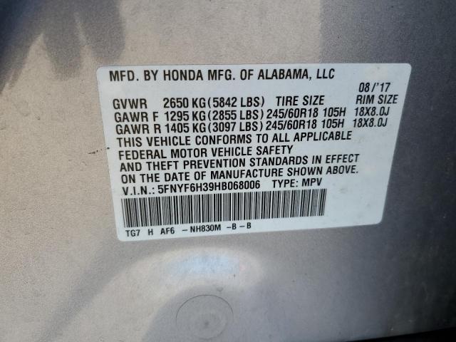 2017 HONDA PILOT EX 5FNYF6H39HB068006