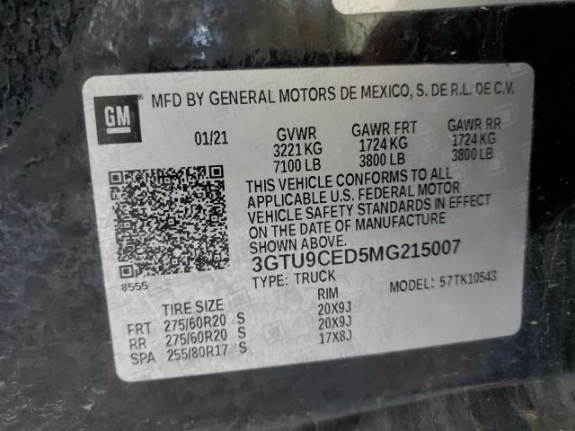 2021 GMC SIERRA K15 - 3GTU9CED5MG215007