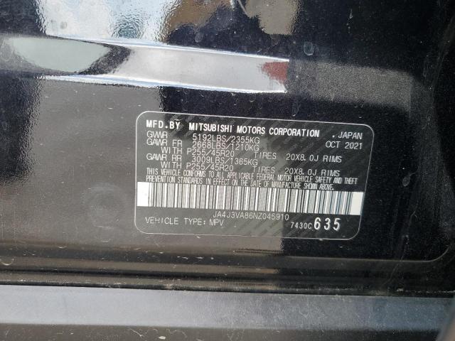 2022 MITSUBISHI OUTLANDER JA4J3VA86NZ045910