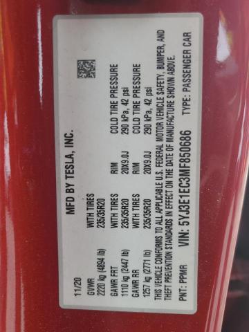 2021 TESLA MODEL 3 - 5YJ3E1EC3MF850686
