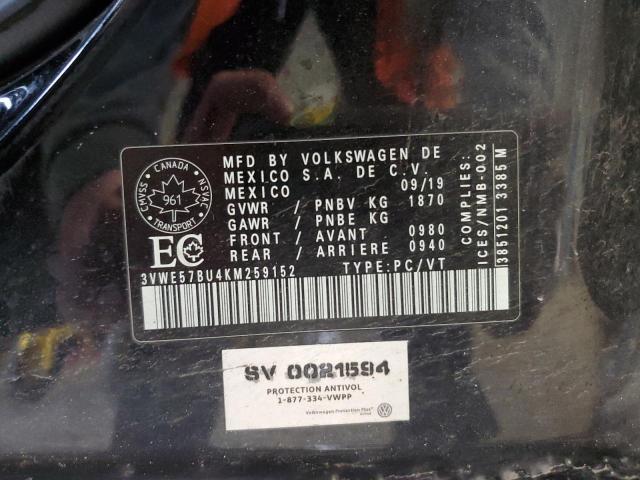 2019 VOLKSWAGEN JETTA SEL 3VWE57BU4KM259152