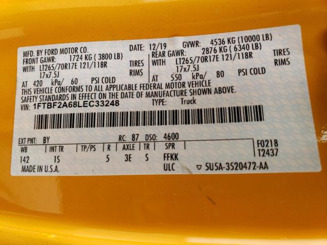 2020 FORD F250 SUPER 1FTBF2A68LEC33248