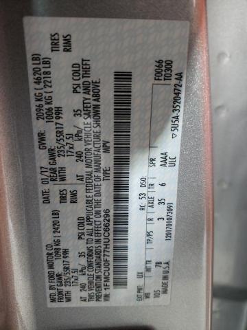 2017 FORD ESCAPE S - 1FMCU0F77HUC66296