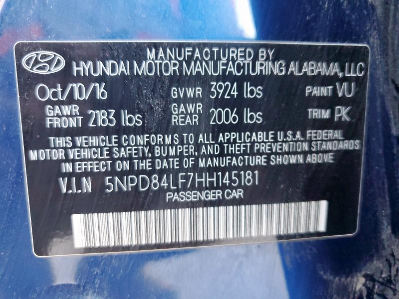 2017 HYUNDAI ELANTRA SE - 5NPD84LF7HH145181