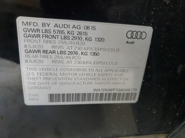 2016 AUDI Q5 TDI PRE WA1DVAFP1GA048179