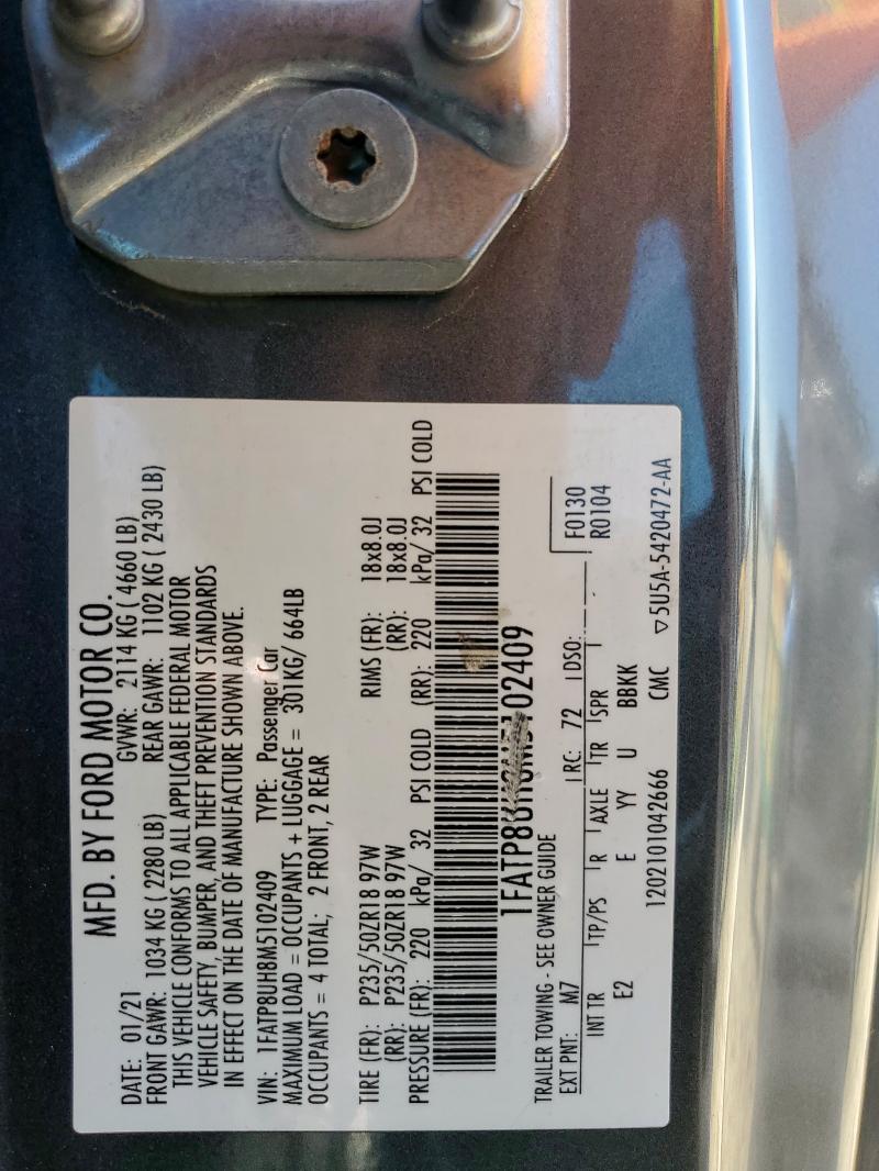 2021 FORD MUSTANG - 1FATP8UH8M5102409