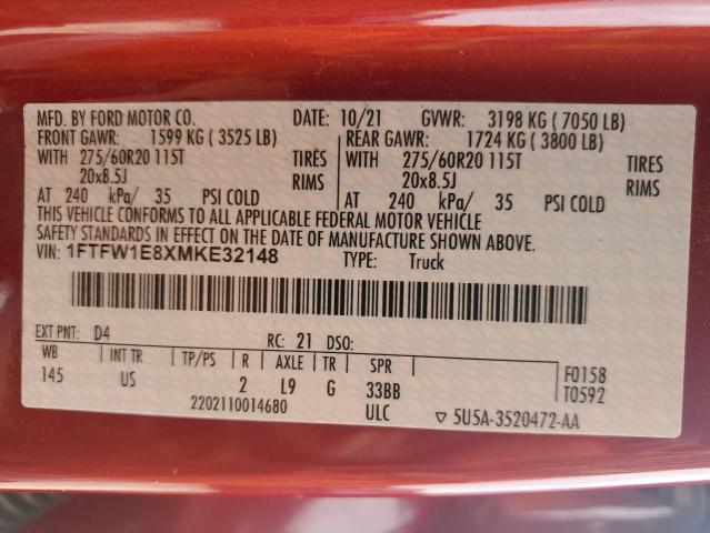 2021 FORD F150 SUPER - 1FTFW1E8XMKE32148