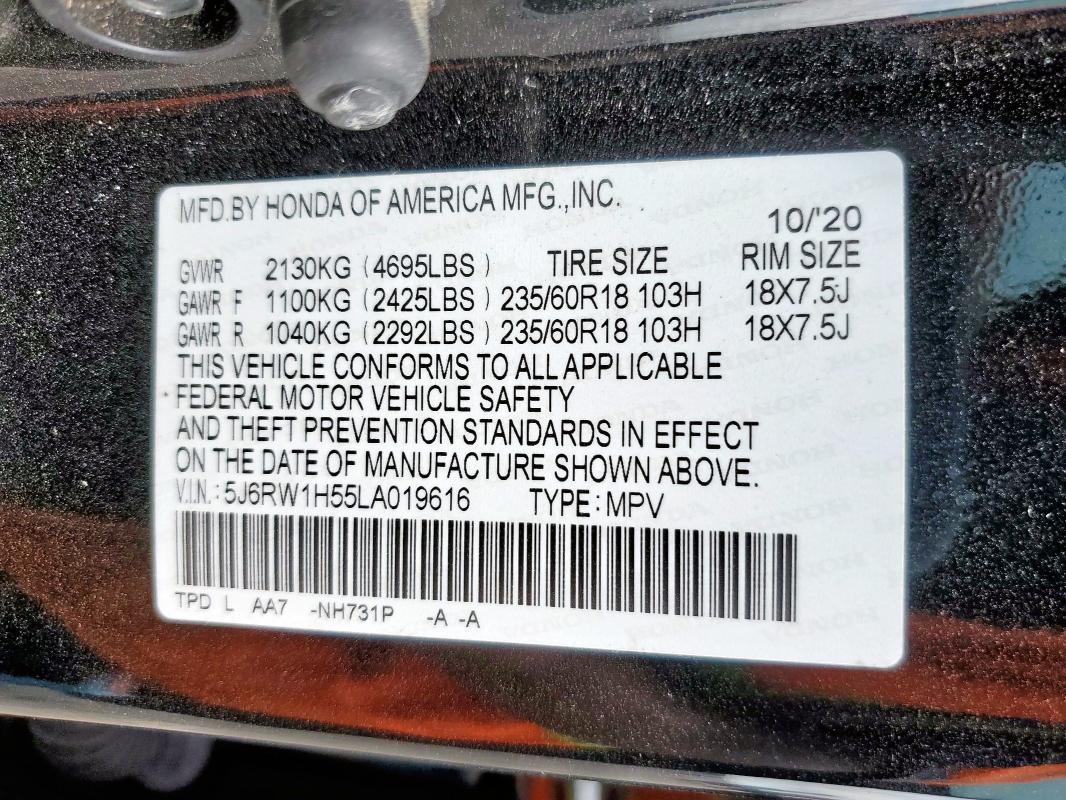 2020 HONDA CR-V EX - 5J6RW1H55LA019616