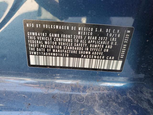 2017 VOLKSWAGEN GOLF S 3VW217AU9HM019278