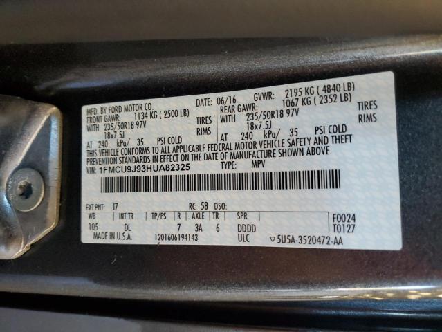 2017 FORD ESCAPE TIT - 1FMCU9J93HUA82325