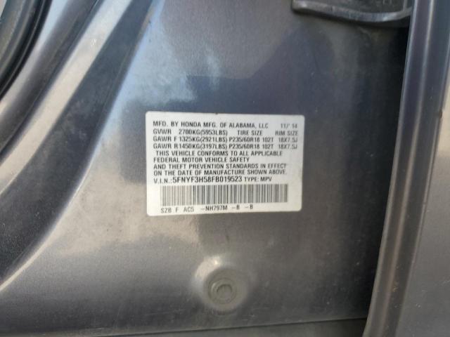 2015 HONDA PILOT EXL 5FNYF3H58FB019523