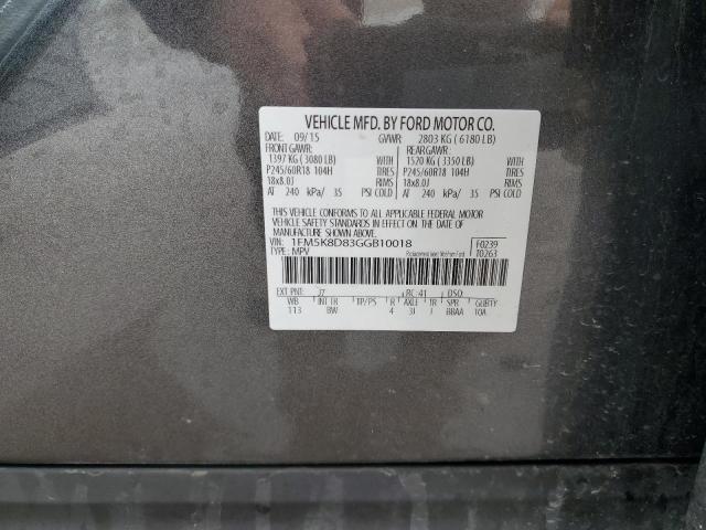 2016 FORD EXPLORER X - 1FM5K8D83GGB10018