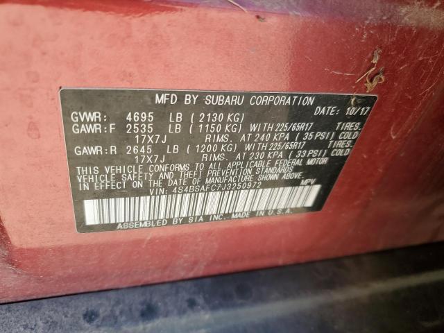 2018 SUBARU OUTBACK 2. 4S4BSAFC7J3250972