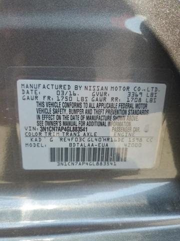 2016 NISSAN VERSA S - 3N1CN7AP4GL883541