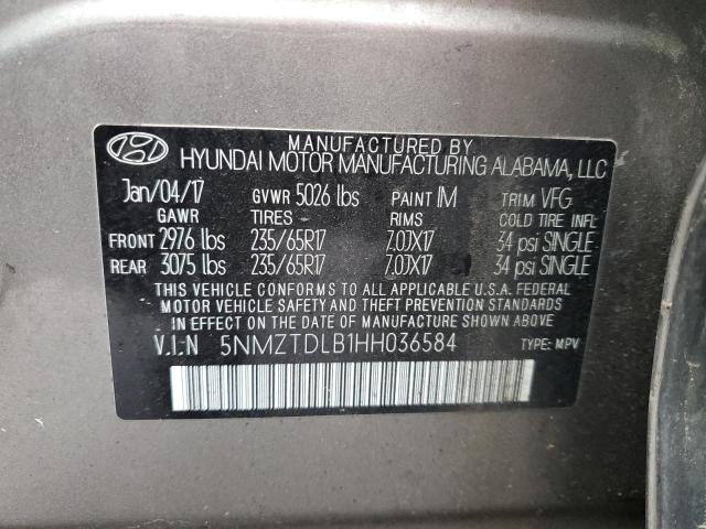 2017 HYUNDAI SANTA FE S - 5NMZTDLB1HH036584