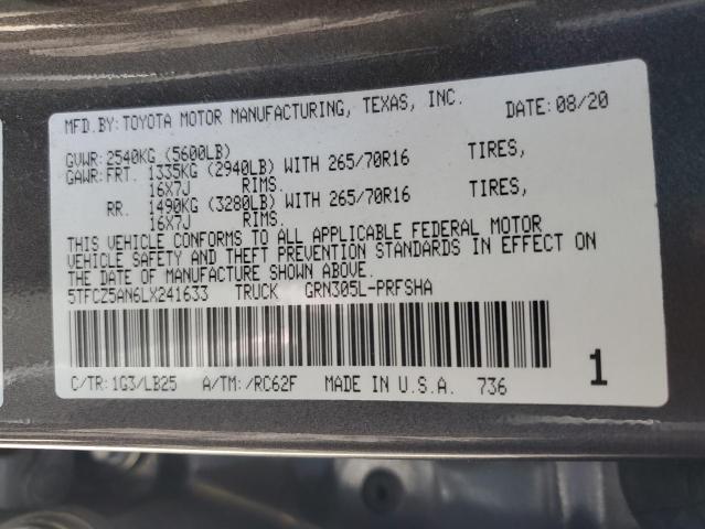 2020 TOYOTA TACOMA DOU - 5TFCZ5AN6LX241633