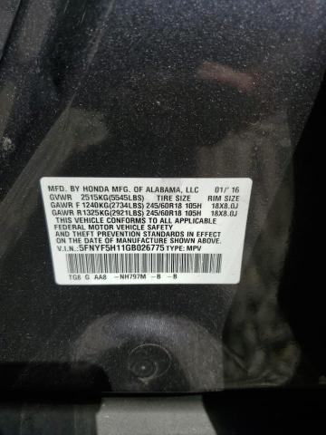 2016 HONDA PILOT LX - 5FNYF5H11GB026775