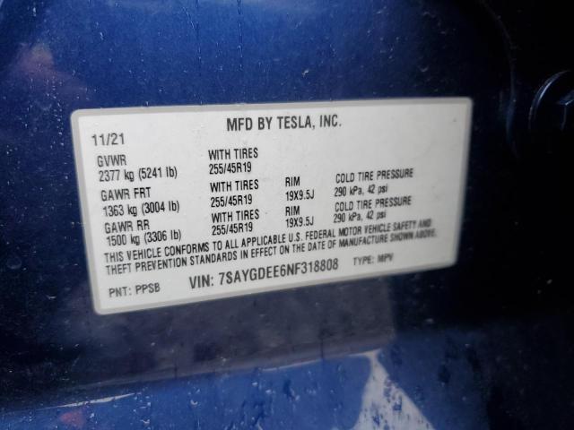 2022 TESLA MODEL Y - 7SAYGDEE6NF318808