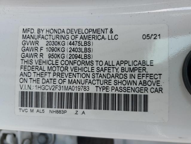 2021 HONDA ACCORD SPO - 1HGCV2F31MA019783